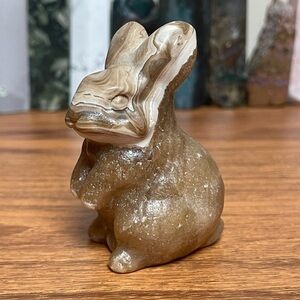 Chocolate Calcite Bunny Crystal Carving